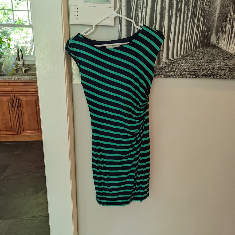 Green & Navy Striped Dress